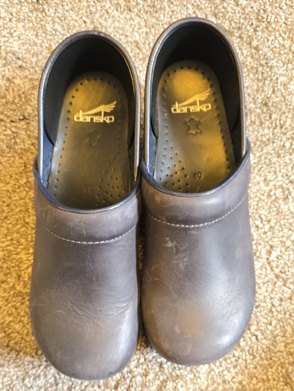 Dansko Navy Blue Leather Slip-On Clogs